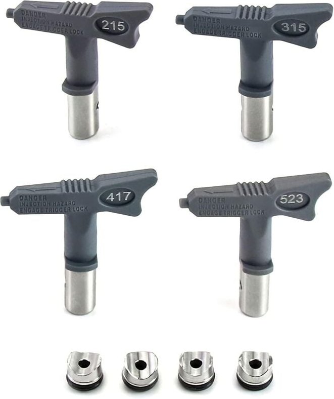 Gotrays - 4-teilige umkehrbare Airless-Düsenspitze, Farbsprühdüsenzubehör (215, 315, 417, 523)