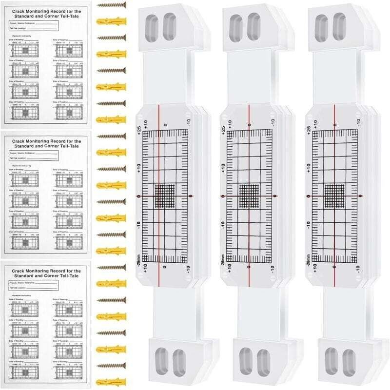 3-teiliges wasserdichtes Acryl-Rissüberwachungsset zur Messung von Rissen und Absplitterungen