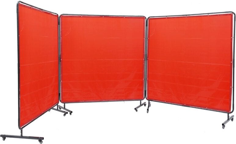 Mophorn - 6' x 6' 3-Platten-Schweißschutzwand mit Rahmen, flammhemmender Vinyl-Schutz, beweglich und professionell für d...