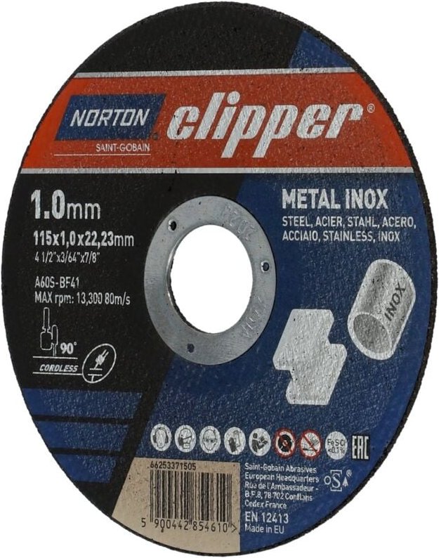 Norton Clipper Trennscheibe Metall-Inox 10x A60S-115x1.0x22.23