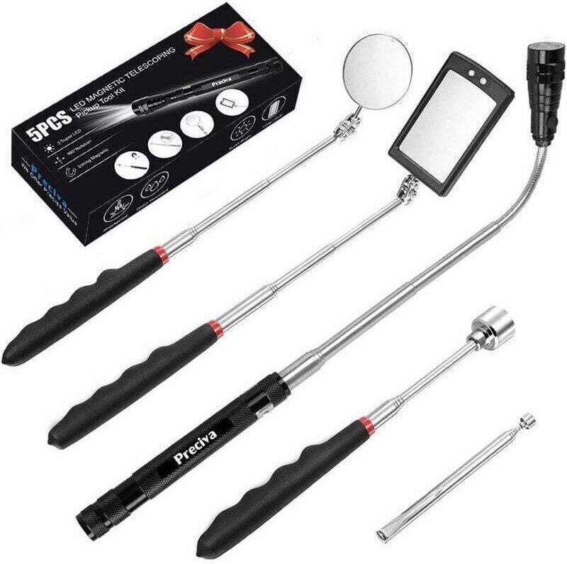 Sonderangebot – 5-teiliges magnetisches Teleskop-Hebewerkzeug-Set, ausziehbares Werkzeugset mit LED-Leuchte, inklusive