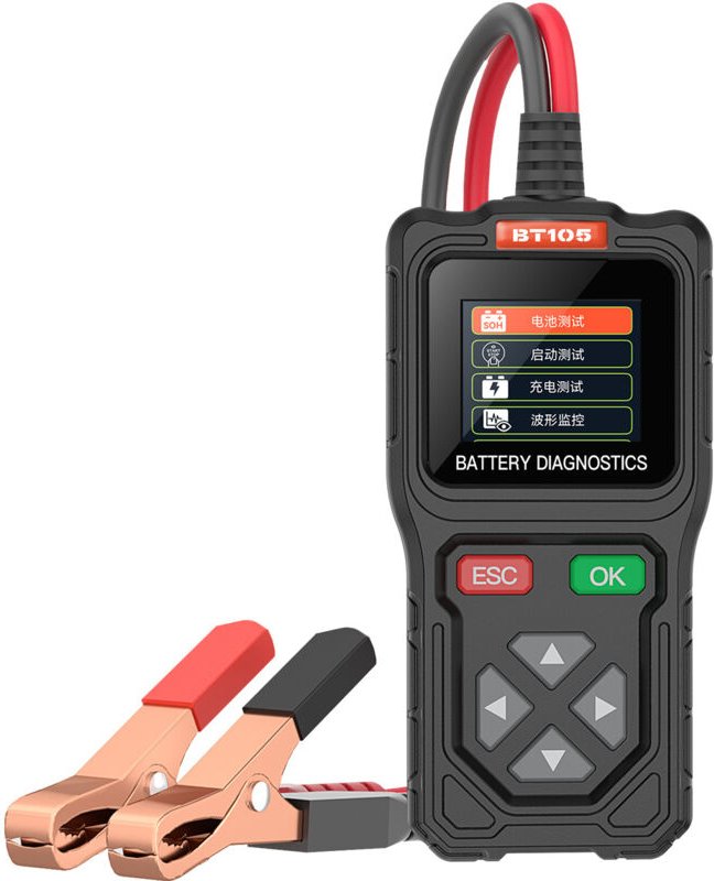 Professioneller 12V/24V-Kfz-Batterieanalysator – Batterie-, Lichtmaschinen- und Anlassertester mit Farbdisplay, Zustands...