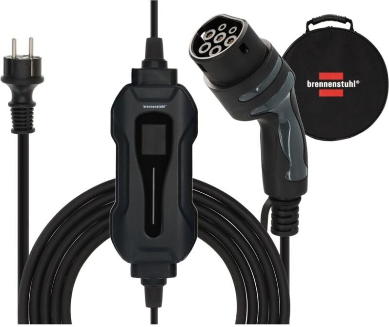 Brennenstuhl Tragbares EV Ladegerät Typ 2 Schutzkontakt 2,3KW, 8m Kabel, f. Elektro- & Hybridfahrzeuge