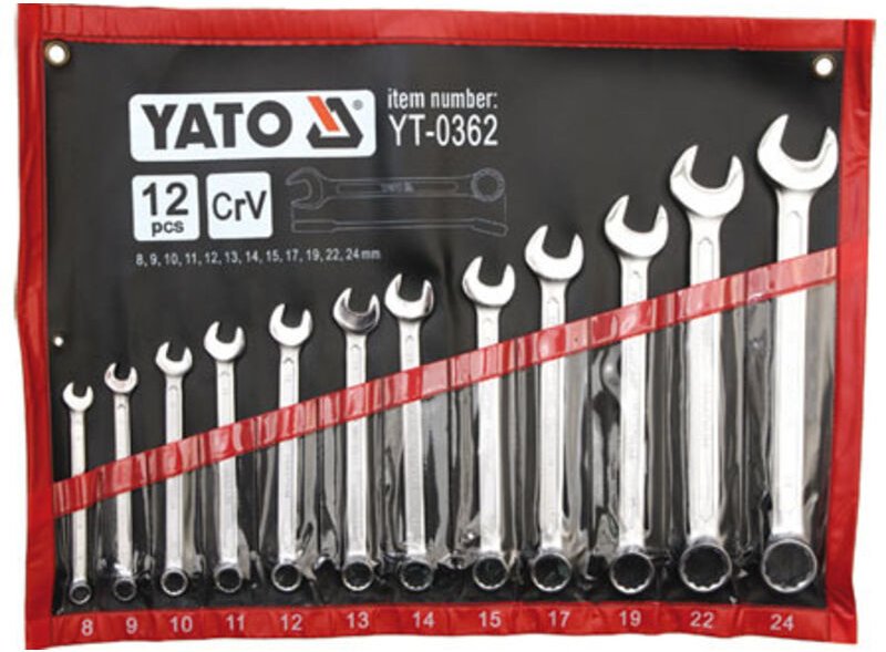 Yato - Ringmaulschlüssel mit poliertem Kopf 8-24 mm, 12-tlg. Set YT-0362
