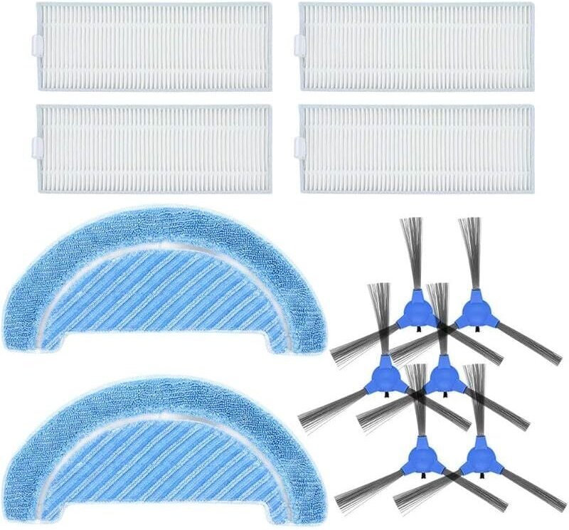 FOREHILL Zubehör Ersatzteile für Cecotec Conga Serie 1090 Saugroboter Ersatzteilset mit 4 Filtern, 6 Bürsten