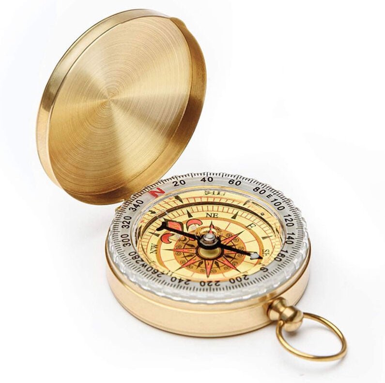 Tragbarer Metallkompass, wasserdichter Messingkompass, fluoreszierender Überlebenskompass, tragbarer Retro-Kompass