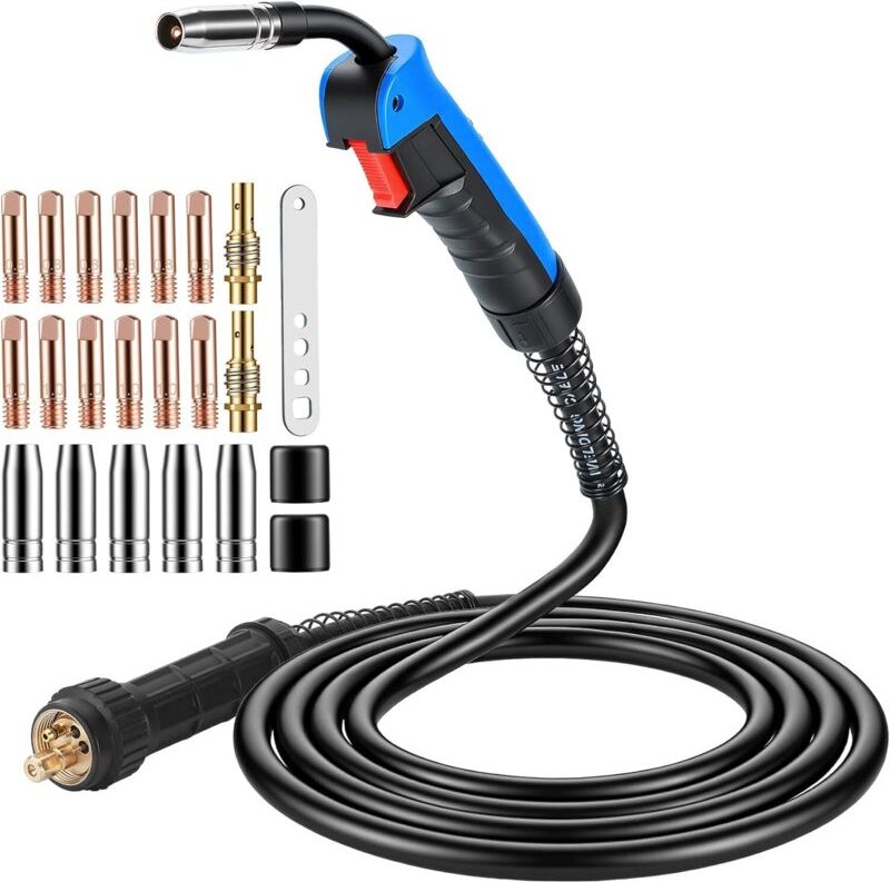 Schlauchpaket Schutzgas, MB15AK 3M MIG/MAG Schweißbrenner mit 22-tlg. Verschleißteile Set, Reine Kupferverbindungen & Er...