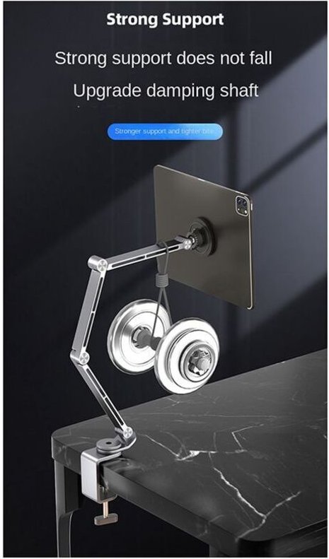 Tablet-Ständer, Schreibtisch-Ständer, Telefonhalter, 360° Drehbar, Klappbar, Büro-Befestigung, Magnetische Halterung, Gr...