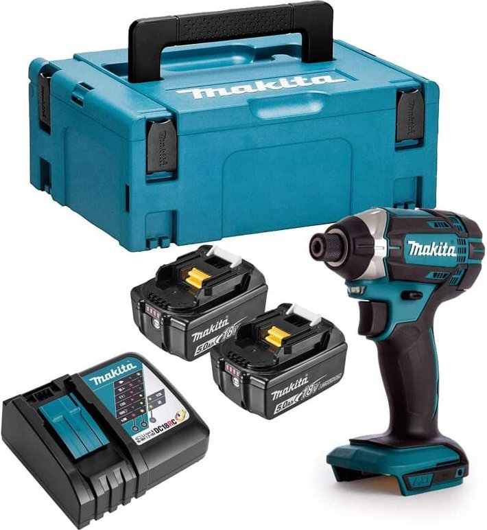 18V Schlagschrauber Makita 2 Li-Ion 5Ah Akkus + Ladeger√§t + Makpac Koffer - DTD152RTJ