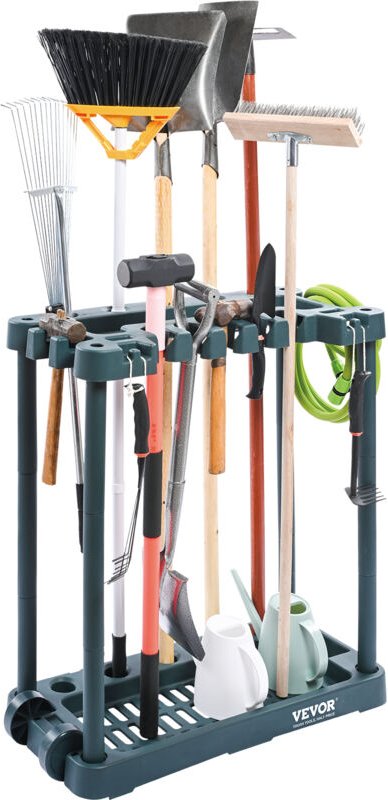 VEVOR Gartengeräte Ständer 75x35x82cm Gerätehalter Organizer PP Mehrzweck Gartengeräteaufbewahrungsregal 10 Werkzeugfäch...