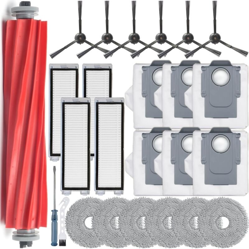 23 Stück Kompatible mit Roborock Qrevo Zubehörset Saugroboter【Not for Q Revo S/Pro/Maxv】,1 Hauptbürste,4 Hepa-Filter,6 S...