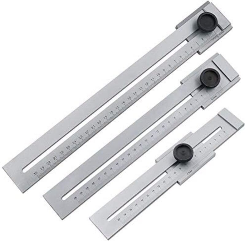 Anreißlehre aus Edelstahl von 0 bis 300 mm, Messwerkzeug für die Holzbearbeitung, Metallanreißlehre, hellgrau (1 Stück)