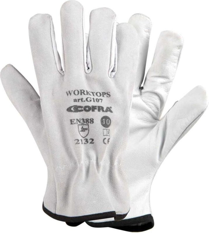 Arbeitshandschuhe aus Rindspaltleder weiß 10 (XL)