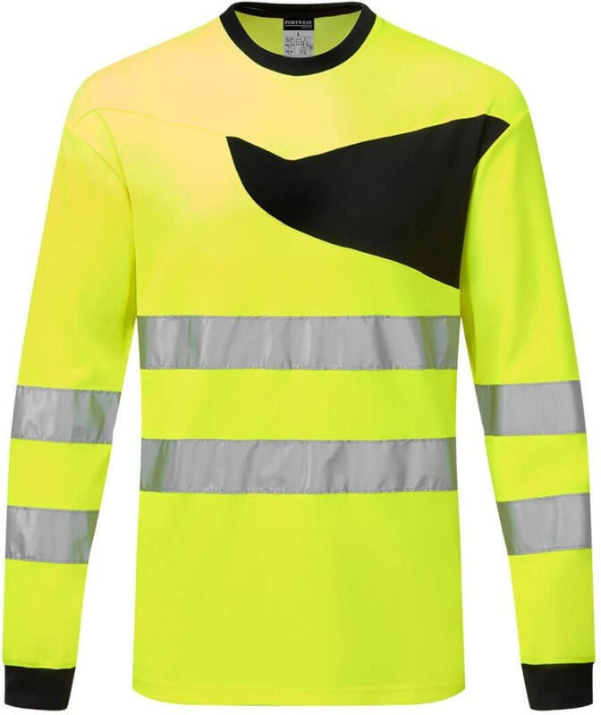 Portwest PW 2 Warnschutz T-Shirt langarm Gelb/Schwarz XL