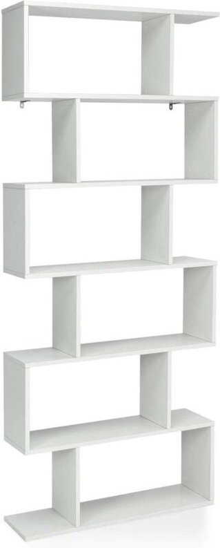 Northix - Standregal 6 ebenen s form bucherregal aufbewahrungsregal holz farbwahl wei