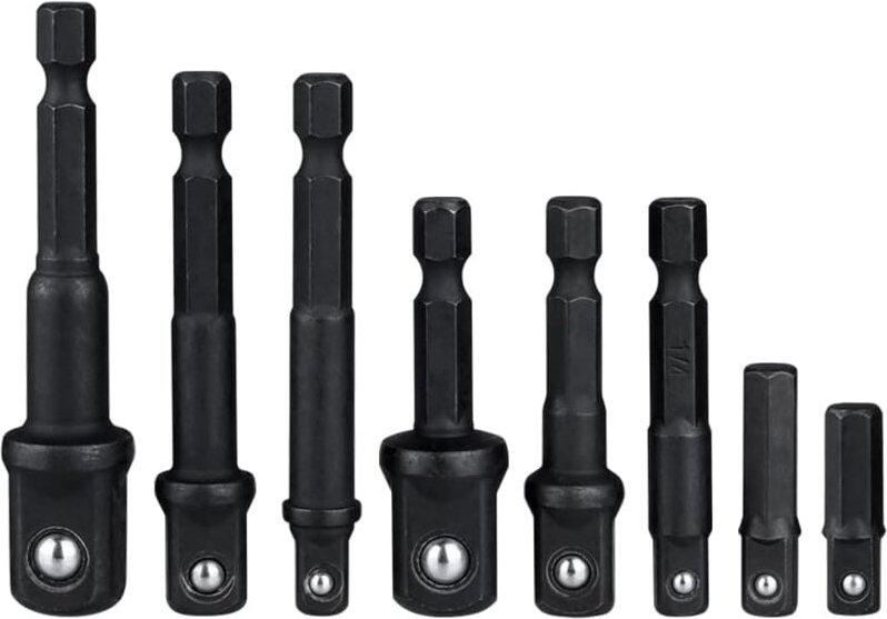 8 Stück Schnellwechsel-Adapter für 1/4 Zoll Sechskantschaft-Steckschlüsselhalter (1/4 Zoll, 1/2 Zoll, 3/8 Zoll),