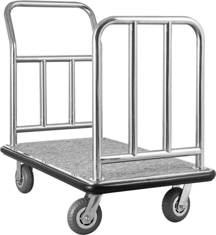 Mophorn - Hotelgepäckwagen mit 340 kg Tragkraft, Plattformwagen mit abnehmbarem Vorderrahmen, Teppichboden und 15 cm gro...