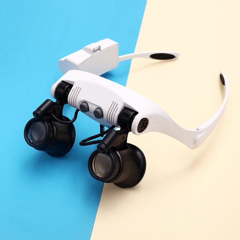 BEBUSINGOTO Kopfbandlupe mit LED-Licht, freihändige Lupe mit austauschbarer Linse