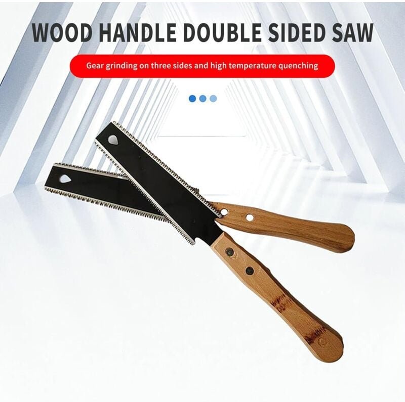 Japanische tragbare Zugsäge, japanische Tischlersäge mit bündigem Schnitt, dreiseitige Schneidblätter, scharfes doppelse...
