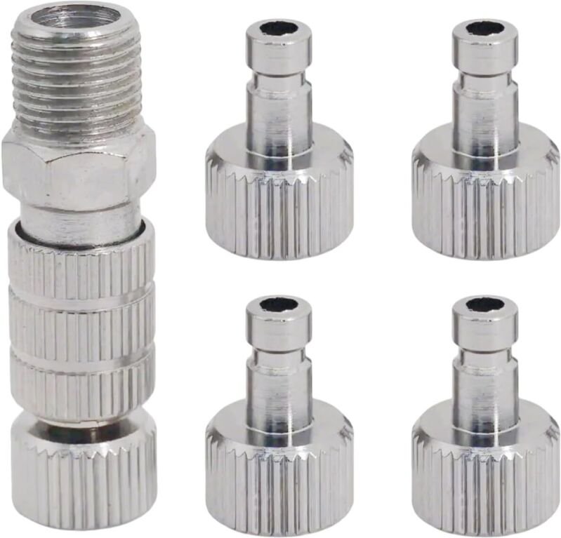Schnellkupplungs-Adapterset für Airbrushes, 5-teiliges Set mit 1/8-Zoll-Stecker und -Buchse, einstellbarem Steuerventil,...