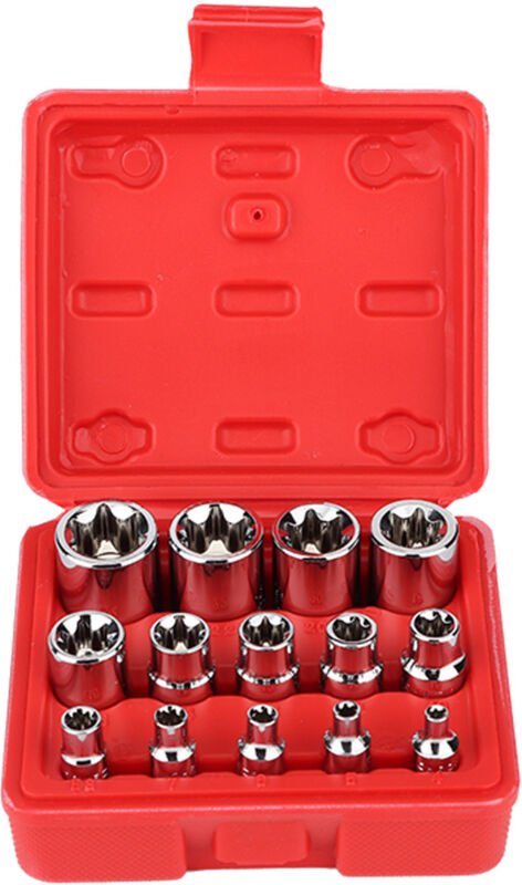 Acouto 14-teiliges E-Typ Stern-BIT-STECKDOSE-Set E4 - E24 / 4" 3/8" / 2" WERKZEUG REPARATUR WORTE TOLL GROSSE BIT-STECKD...
