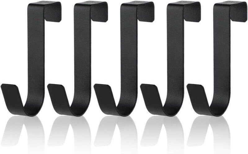 Set mit 5 wasserdichten Handtuchhaken aus Edelstahl für rahmenlose Glastüren im Badezimmer, 2,1 cm, mattschwarz