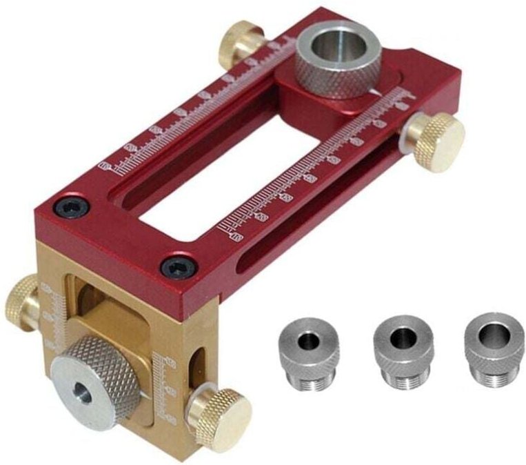 2-in-1 Bohrschablone, Positionierer, Schrauben, Schrankbohrer, Holzbohrer, 5 Löcher, 6, 8, 10, 12, 15 mm