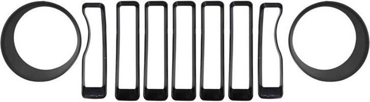 Tlily - Schwarzer Kühlergrillrahmen, Scheinwerferring, Netzring für Wrangler 2018, neues Modell, Jeep, Außenmodifikation