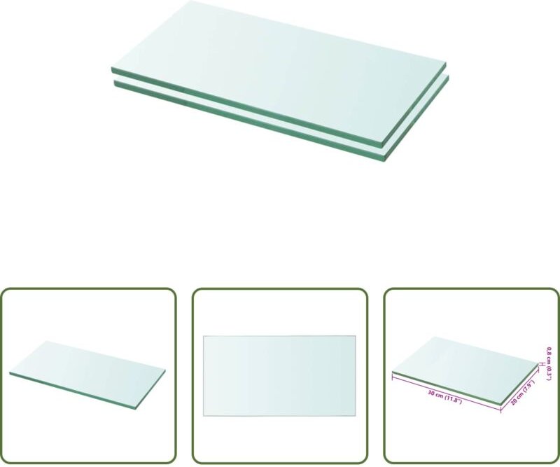 vidaXL Wanddekoration - Regalböden 2 Stk. Glas Transparent 20x30 cm