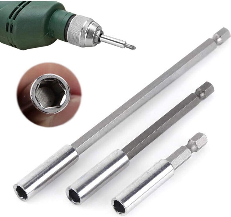 3-teilige magnetische Bit-Verlängerung für Schraubendreher, 1/4"-Sechskant-Verlängerungsstange, 60 mm, 100 mm, 150 mm Sc...