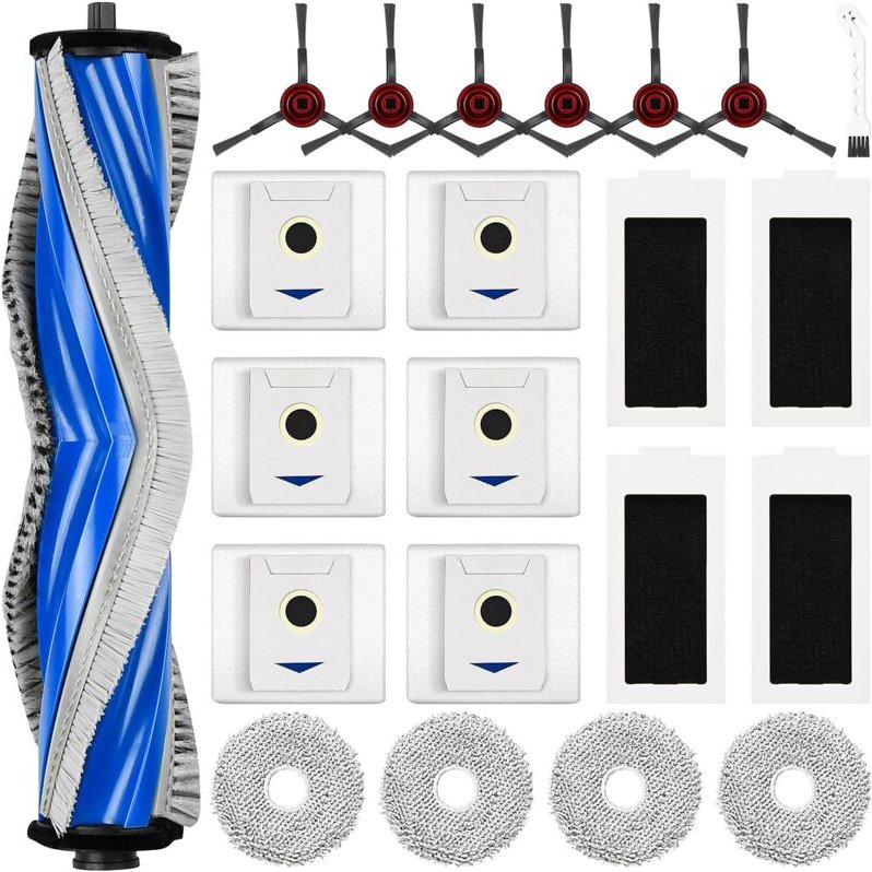 22 Stück Zubehör für Ecovacs Deebot T30 Omni / T30 Pro Omni Saugroboter, 1 Hauptbürste 6 Staubbeutel 4 Wischtücher 4 Fil...