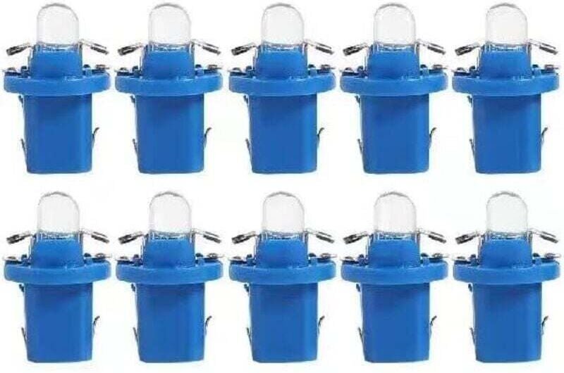 10er-Pack T5-LED-Lampen mit Fassung, 12 V BAX10d B8.5D Armaturenbrettlampen für Auto und Motorrad – Blau