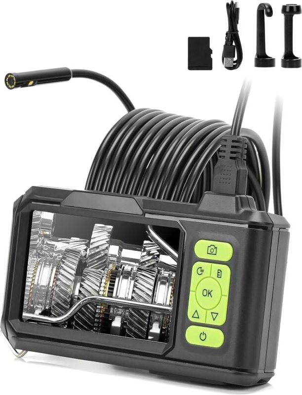 IPS 4,3-Zoll-Endoskopkamera mit Doppelobjektiv, 1080P HD, wasserdichte industrielle Endoskop-Inspektionskamera mit einst...