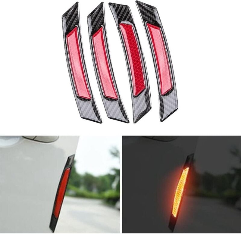 4-teilige Universal-Kohlefaser-Schutzfolien für Auto, SUV, Pickup, LKW – Rot