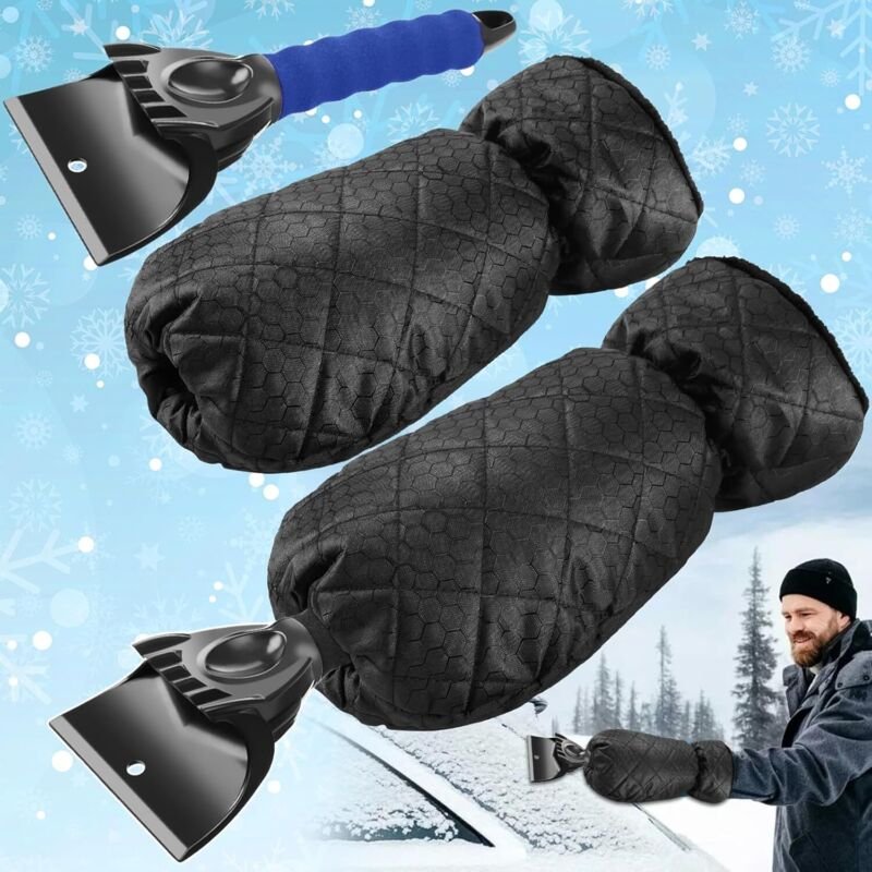 2-teiliger Eiskratzer für Autos mit Handschuh, Eiskratzer mit Handschuh, Autoscheibenkratzer mit Handschuh für den Winte...