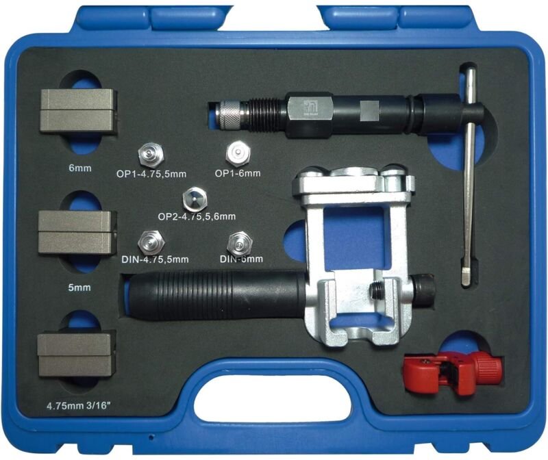 SW-Stahl 24535L Werkstatt-Bördelgerät mit Ölhydraulikspindel, Bördelung nach sae und din, 4,75 mm (3/16'), 5 mm, 6 mm (1...