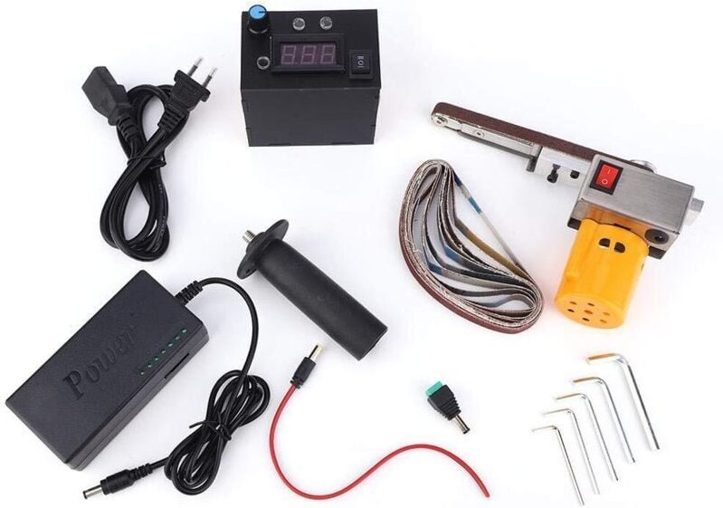 Handbetriebene Schleif- und Poliermaschine, 110V220V Mini DIY elektrischer Bandschleifer Winkelschleifer für kleine, kom...