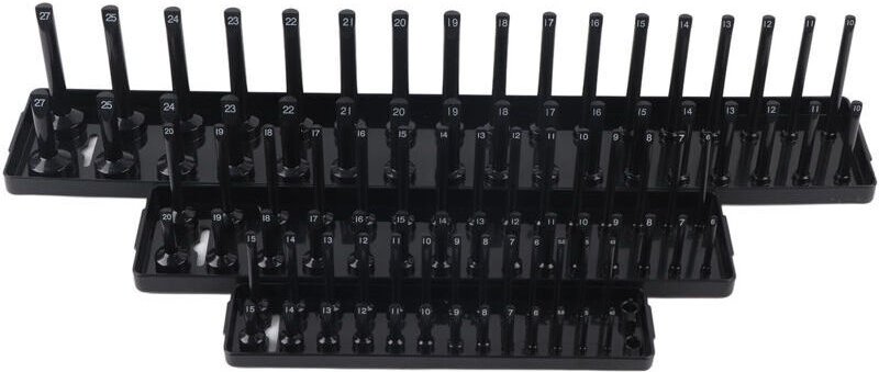 3-teiliges schwarzes Aufbewahrungsset (1/4 Zoll, 3/8 Zoll, 1/2 Zoll), multifunktionaler Aufbewahrungsorganizer für Werkz...