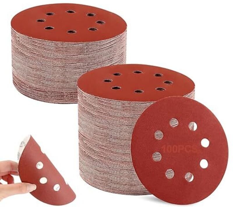 100 Schleifscheiben, Körnungen P40/80/120/180/320/400/600/800/1500/2000, professionelles Schleifpapier, 125 mm, 8 Löcher...