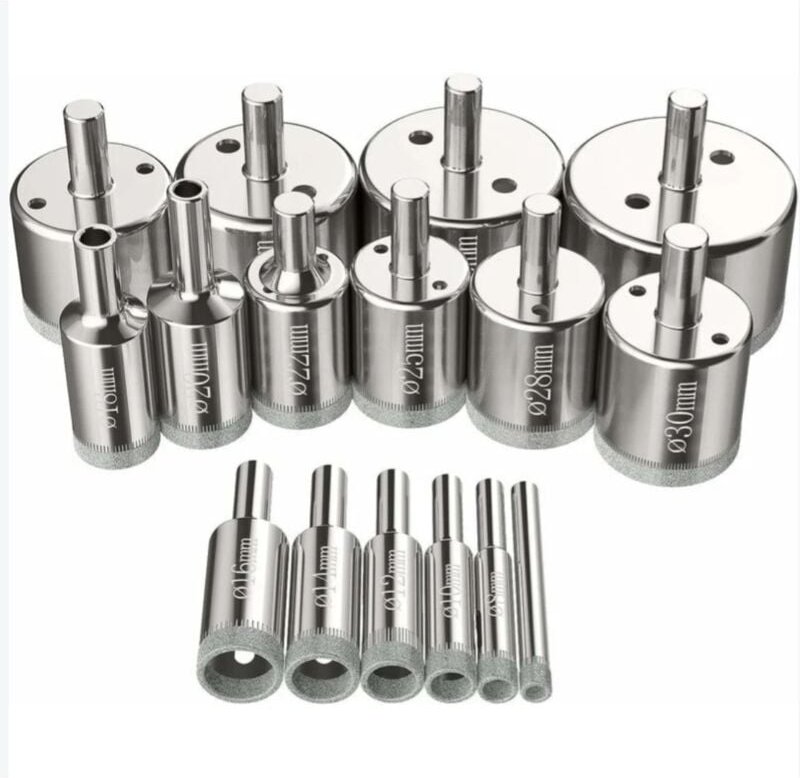 16-teiliges Lochsägen-Set, Diamantbohrer, Lochsäge, 6–50 mm, Glasbohrwerkzeuge, Lochsägen-Set für Kohlenstoffstahl, Glas...