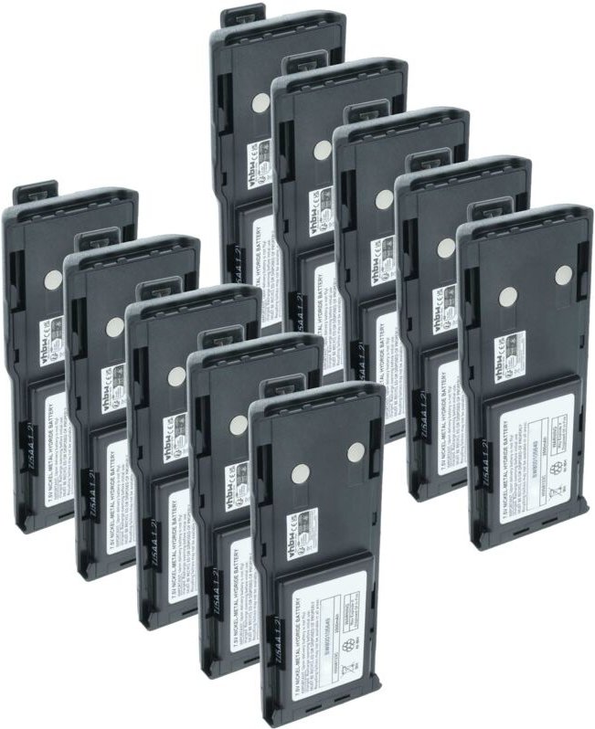 vhbw 10x Akku Ersatz für Motorola WPPN4012-R für Funkgerät, Walkie Talkie (2500 mAh, 7,5 V, NiMH) + Gürtelclip