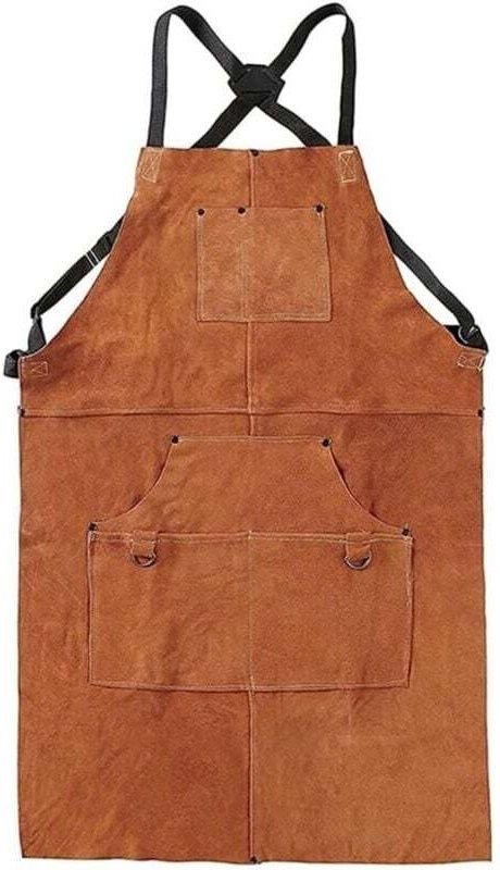 Holzbearbeitungsschürze aus gewachstem Canvas, Werkstattschürze aus Leder mit robusten und feuerfesten Werkzeugen, verst...