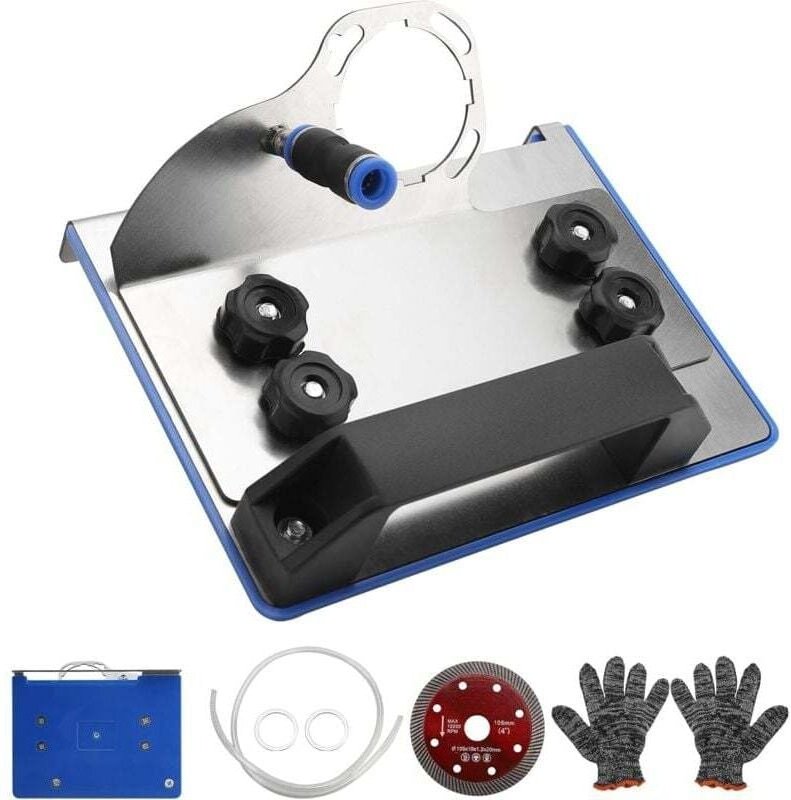 Winkelschleiferständer für 45°-Fliesenschneiden – mit Schlauch & Handschuhen & Sägeblättern, Winkelschleifer-Fasenhalter...