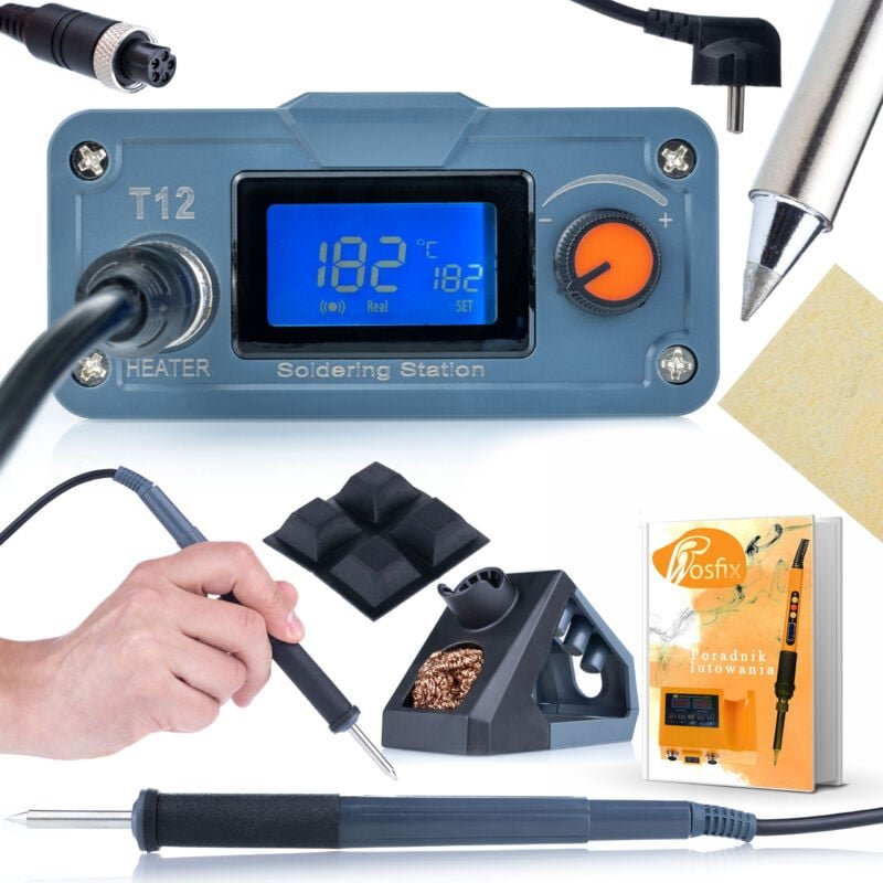 Rosfix Lötstation T12OAO – OLED-Anzeige, 75 W, 200–450 °C, Schnellaufheizung 8 s T12-Kompatibel Aluminiumgehäuse Tempera...