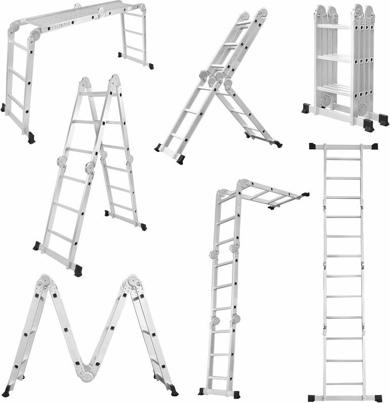 UISEBRT 6 in 1 Mehrzweckleiter 580cm Alu Leiter Multifunktionsleiter 4x5 Stufen Klappleiter Gelenkleiter Haushaltsleiter...