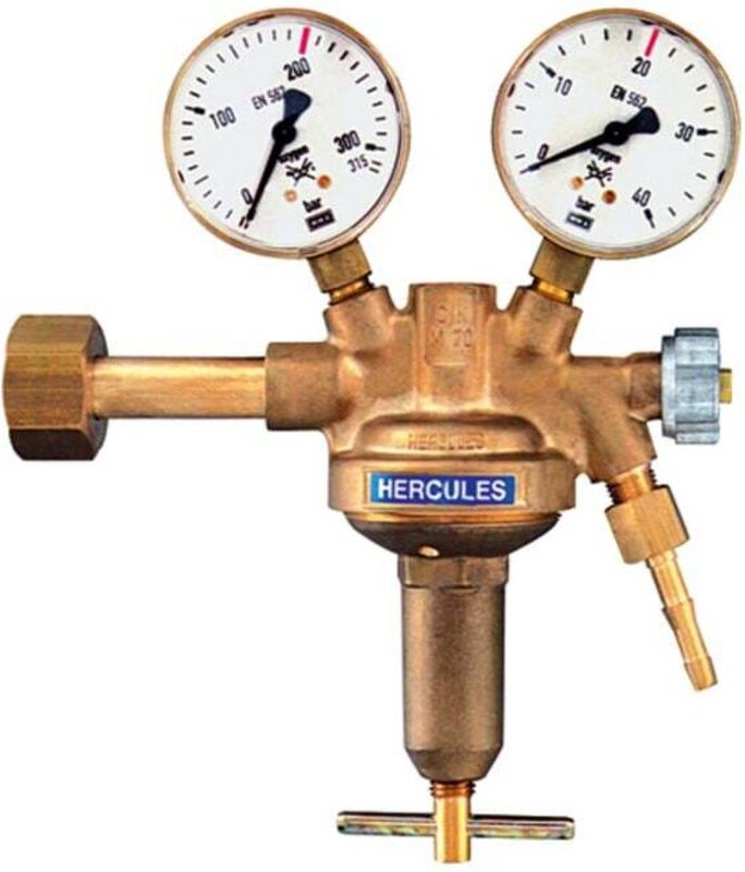 Riegler Flaschendruckregler, 200 bar, Argon/Helium, Arbeitsdruck 0-10 bar