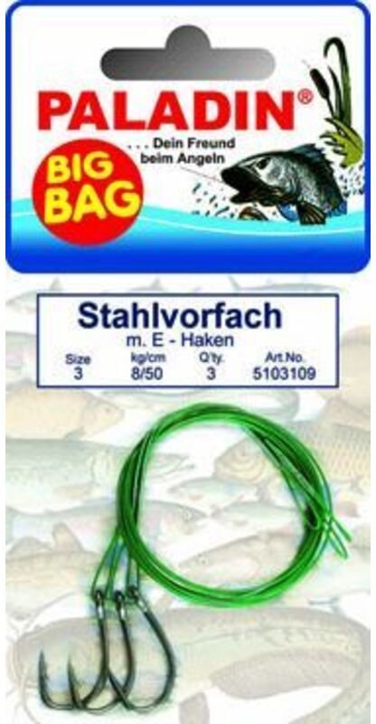 Paladin Stahlvorfach Einzelhaken Gr. 4 Tragkraft 6 kg Länge 50cm 3 Stück Angelhaken