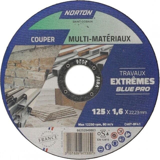 Satz mit 3+1 125x1,6 mm großen, matten NORTON-Scheiben Norton