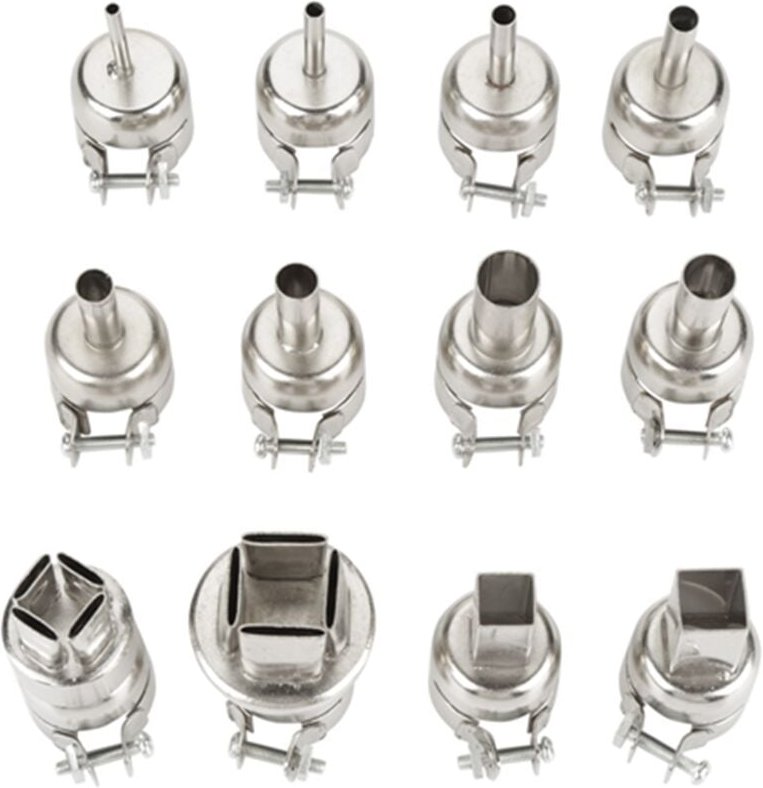 Zoternen - 12-teiliges Heißluftpistolen-Düsen-Set für 850 Heißluft-Lötstation, Reparaturwerkzeug, Zubehör