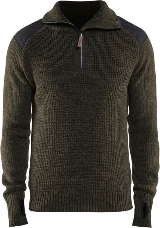Arbeits-Sweatshirt aus Wolle mit Reißverschlusskragen 4630 - Dunkel Olivgrün/Dunkelgrau M